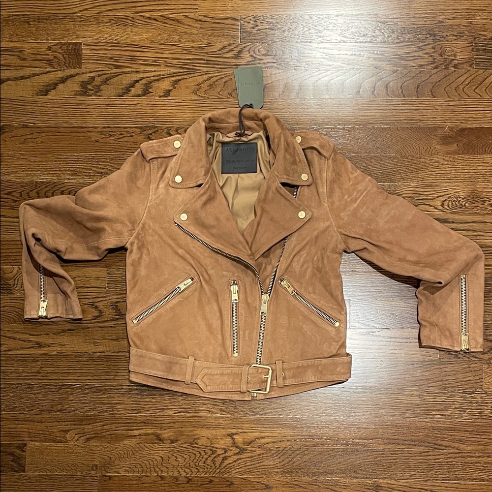 All Saints Brown Suede Leather Jacket